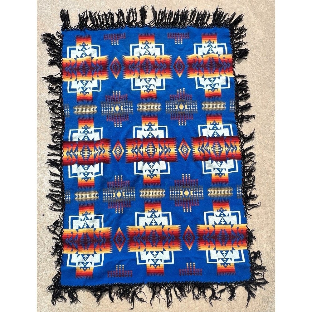 Vintage Mexican Jacquard Trade-Style‎ Blanket Twin Size